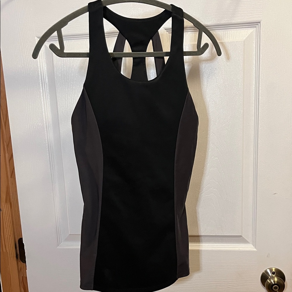 Fabletics Women's Black and Gray Racerback Top